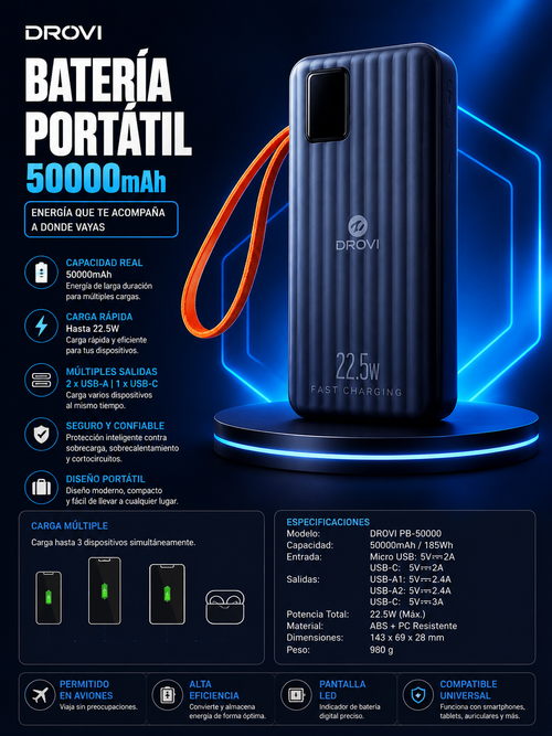 POWER BANK DROVI 50000MAH