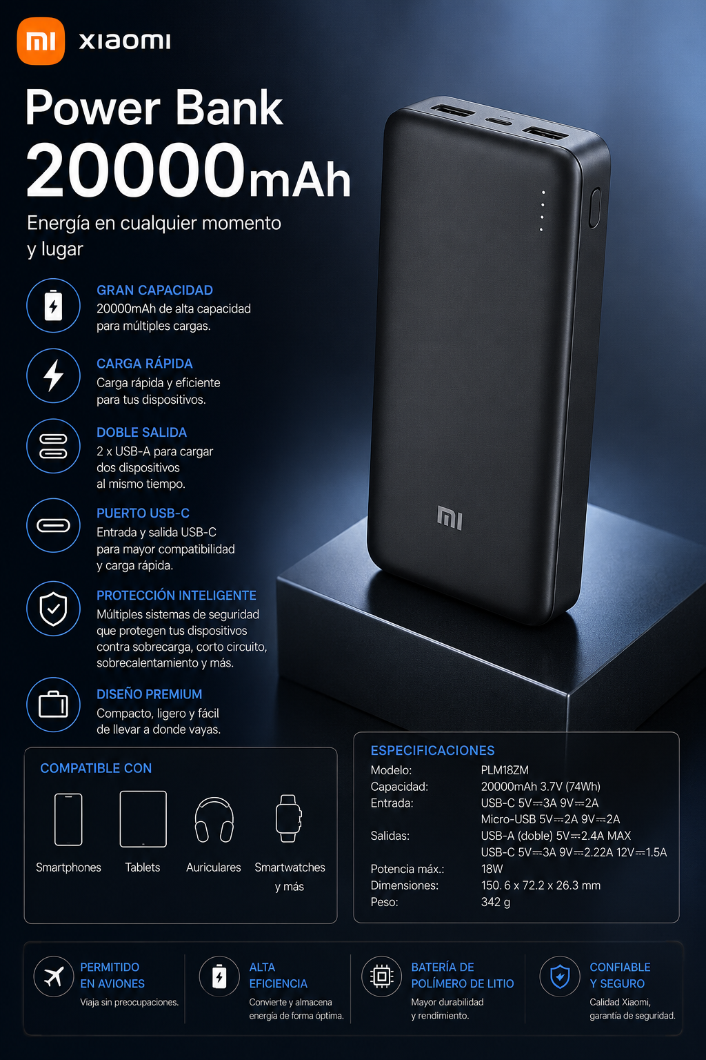 POWER BANK XIAOMI 20000MAH